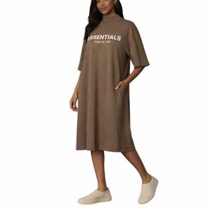 Fear of God essentials oversized t shirt vintage wash gray brown dress L